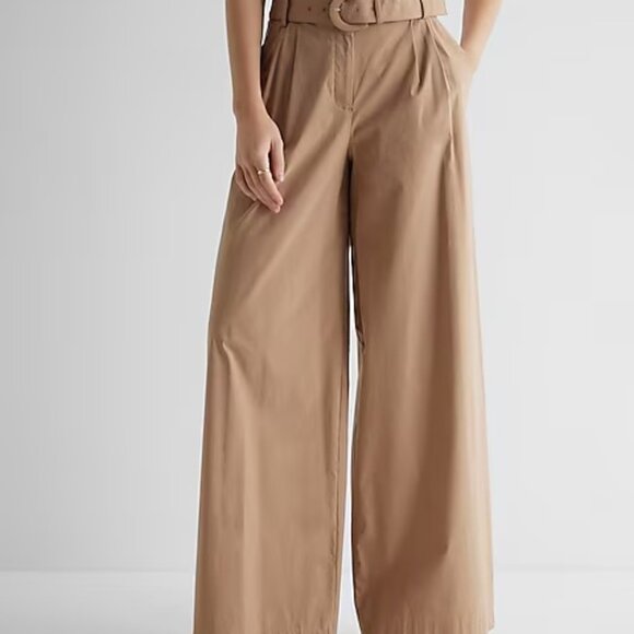Express Super High Waisted Belted Paperbag Wide Leg Pant 8R - Picture 5 of 6